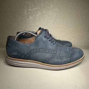 Cole Haan Mens 10.5 Original Grand Wingtip Derby Dress Shoe Blue Leather Brogue