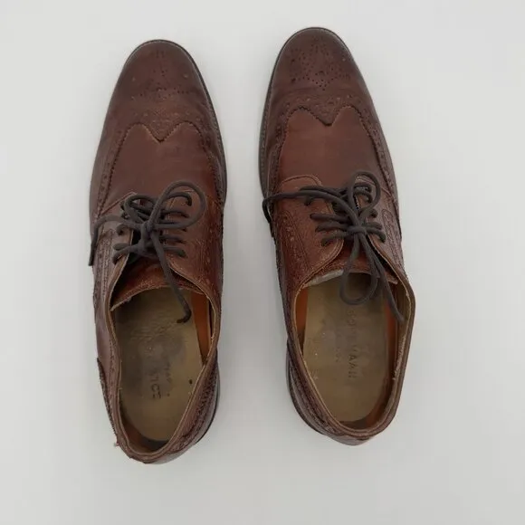 COLE HAAN Mens 9.5 Grand.OS Wingtip Oxford Leather Dress Shoes Brown C12362