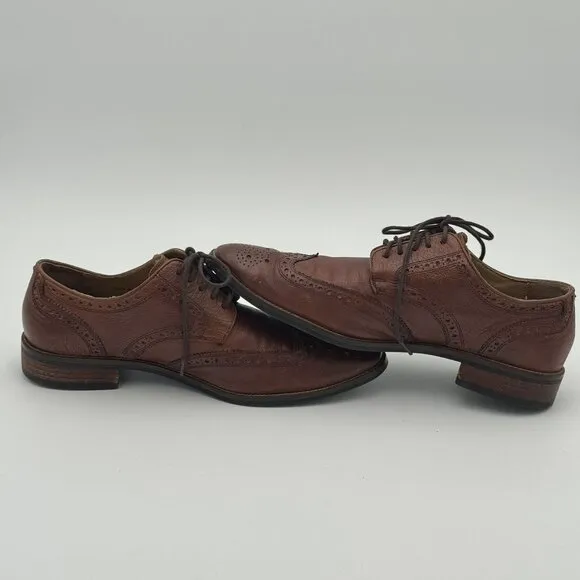 COLE HAAN Mens 9.5 Grand.OS Wingtip Oxford Leather Dress Shoes Brown C12362