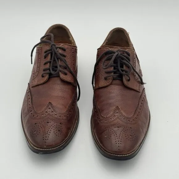 COLE HAAN Mens 9.5 Grand.OS Wingtip Oxford Leather Dress Shoes Brown C12362