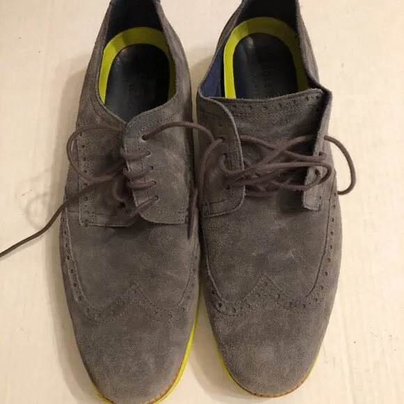 COLE HAAN MEN'S GRAY LEATHER CASUAL SHOES  SIZE: 11W
