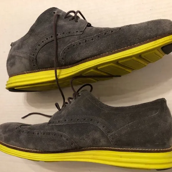 COLE HAAN MEN'S GRAY LEATHER CASUAL SHOES  SIZE: 11W