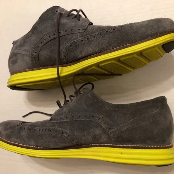 COLE HAAN MEN'S GRAY LEATHER CASUAL SHOES  SIZE: 11W