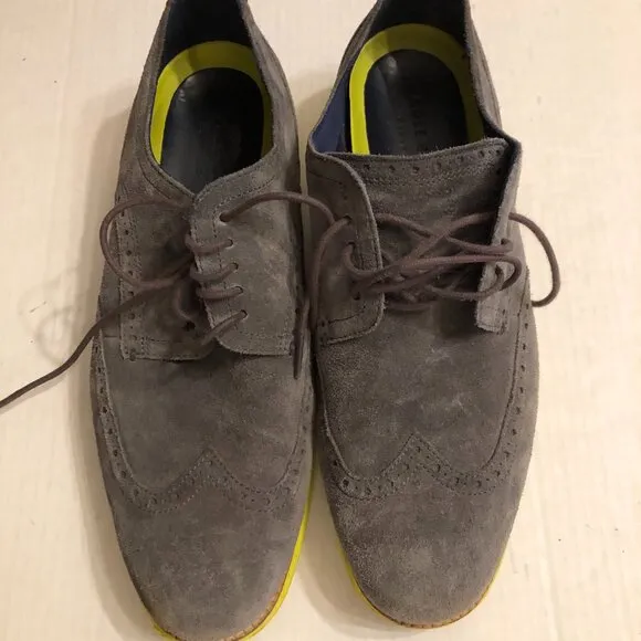 COLE HAAN MEN'S GRAY LEATHER CASUAL SHOES  SIZE: 11W