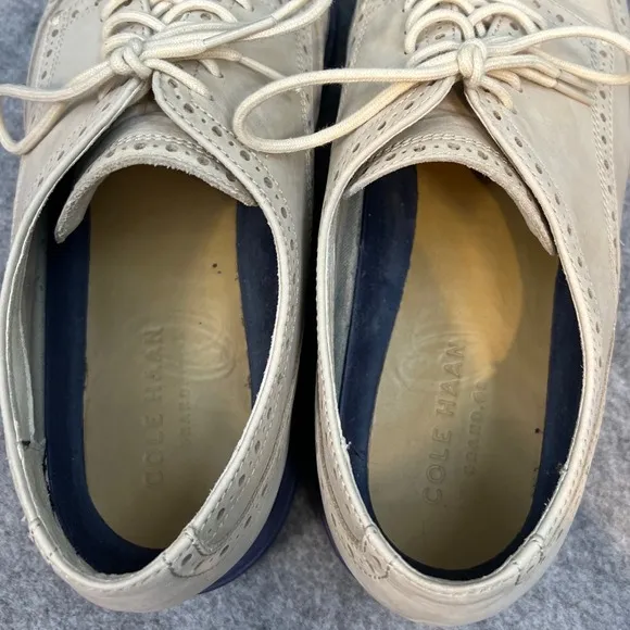 Cole Haan Men's Wingtip Oxford Dress Shoes Leather Comfort Beige Blue Size 11.5
