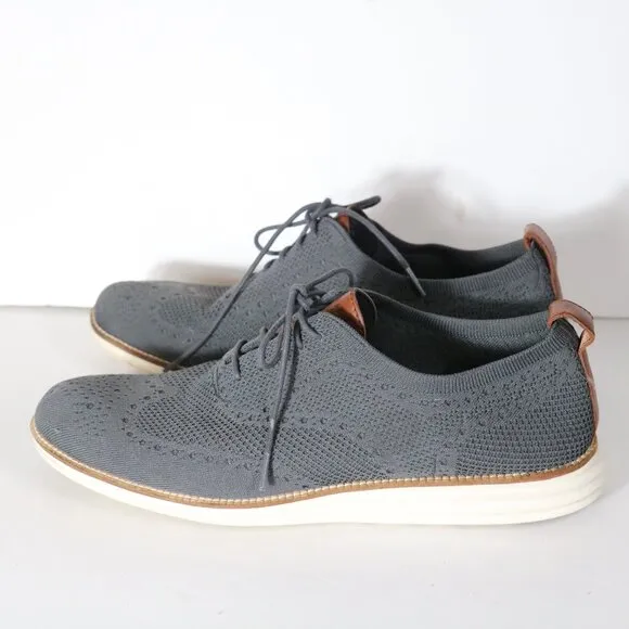 Cole Haan Original Grand Stitchlite Oxford Dress Shoes Mens 13 Gray Knit Wingtip