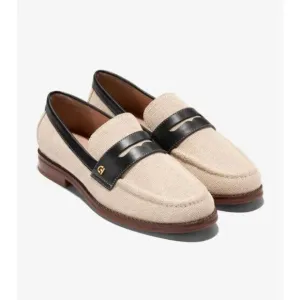 Cole Haan Lux Pinch W31177 Penny Loafers Women's 9 Natural Black Shoes ZPO1736