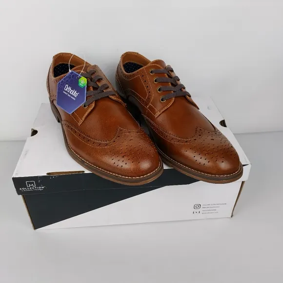 Collection by Michael straha Mens leather dress Brown shoes‎ size 8 new with box