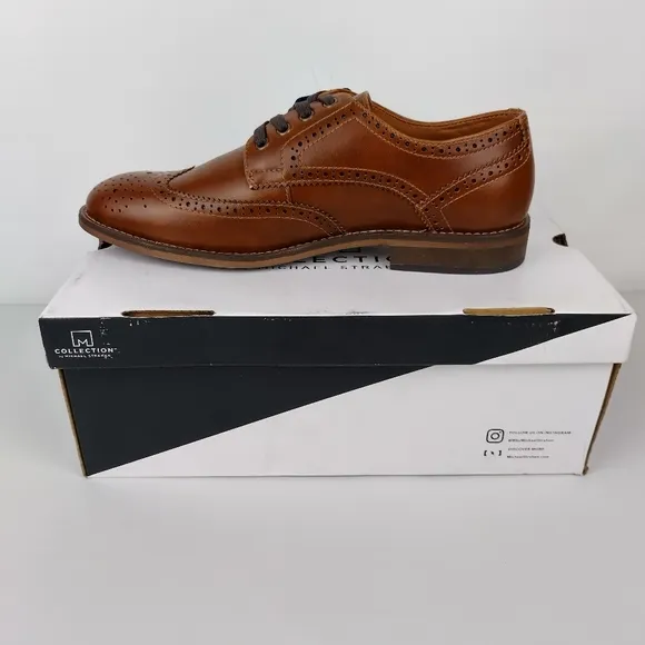 Collection by Michael straha Mens leather dress Brown shoes‎ size 8 new with box