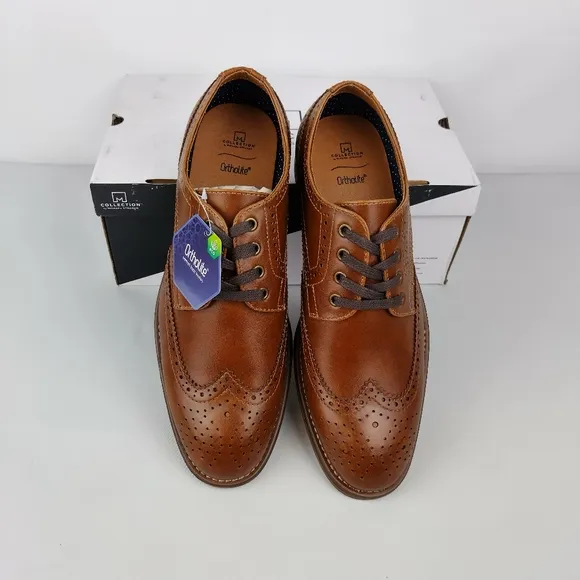 Collection by Michael straha Mens leather dress Brown shoes‎ size 8 new with box