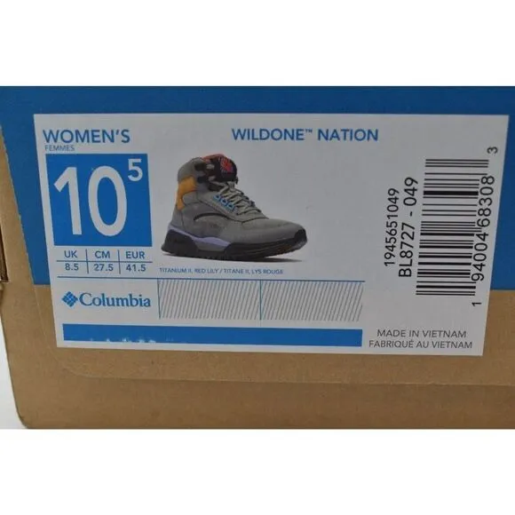 Columbia Womens Sz 10.5 WildOne Nation Titanium Li Red Lily Shoes Boots Sneakers