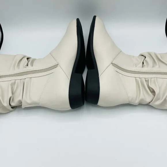 Comfortview Shoes Womens Size 8.5 WW Wide White Boots Madison Bootie Zip Creased