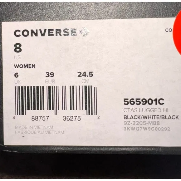 Converse Chuck Taylor All Star Lugged Heel Platform Waterproof, Women's Size 8