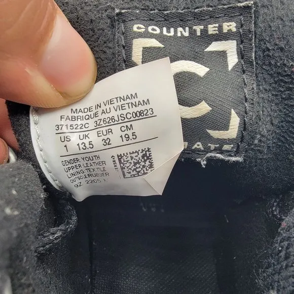 Converse Counter Climate Boys Size 1 Black Sneaker Shoes Outdoors School Casual