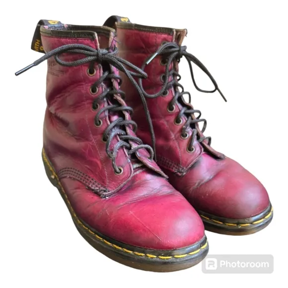 COPY - Dr Martens Burgundy Made in England The Original 10 Lace Eye Boots Unisex