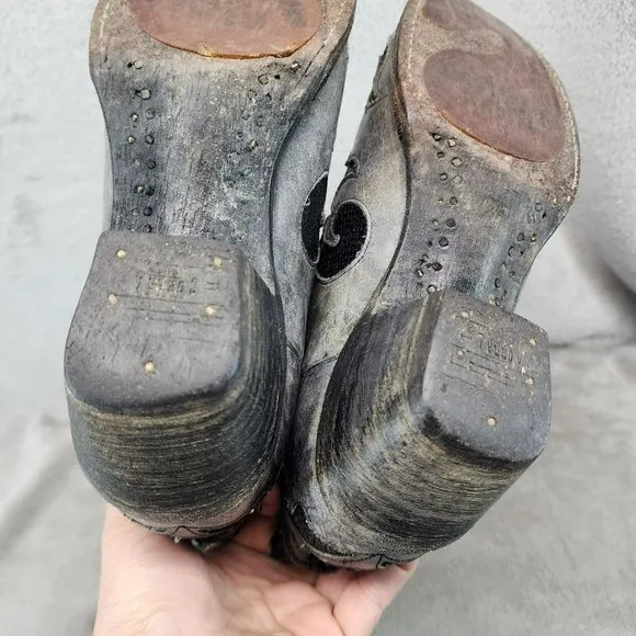 Corral Shoes Womens Size 6.5 Gray Black Leather Western Boots