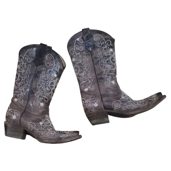 CORRAL teens youth girls 2t snip toe brown embroid cowboy boots
