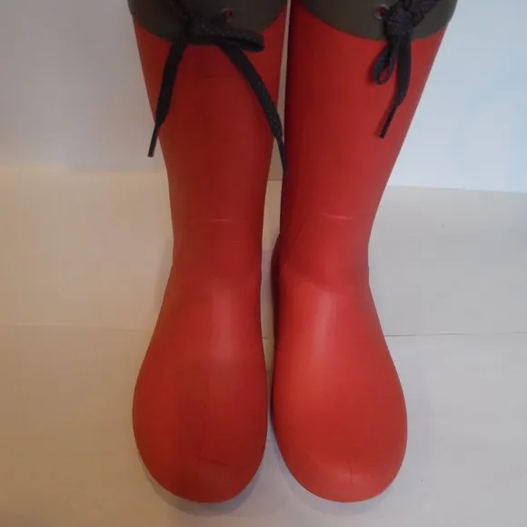 Crocs Womens Freesail Coral Red Lightweight Waterproof Lace Rain Boot Shoes