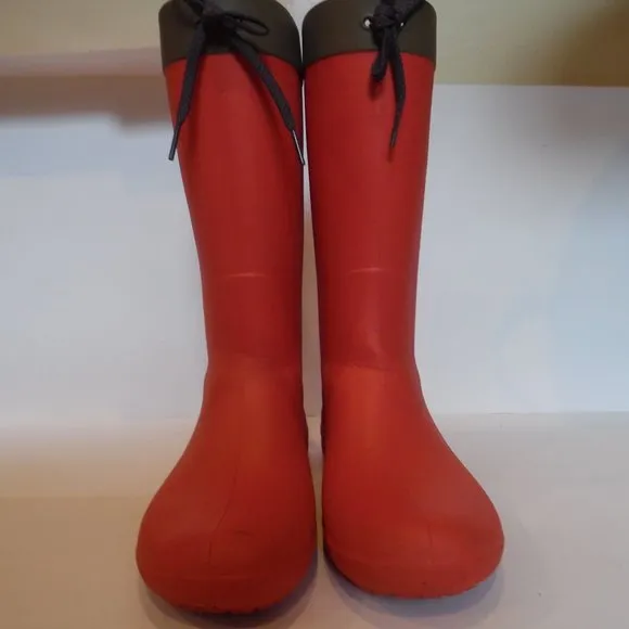 Crocs Womens Freesail Coral Red Lightweight Waterproof Lace Rain Boot Shoes