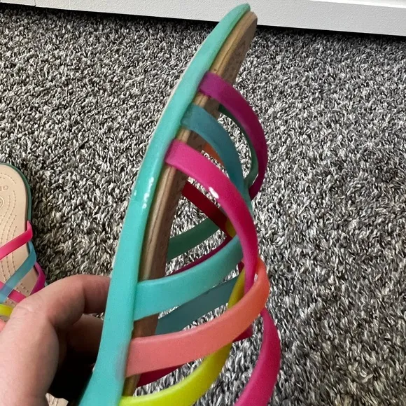 Crocs Women’s Huarache Rainbow‎ Jelly Strappy Sandals Size 7