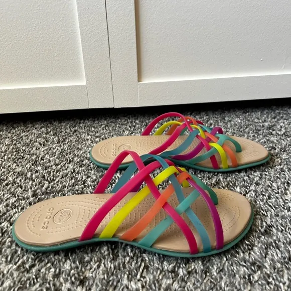 Crocs Women’s Huarache Rainbow‎ Jelly Strappy Sandals Size 7