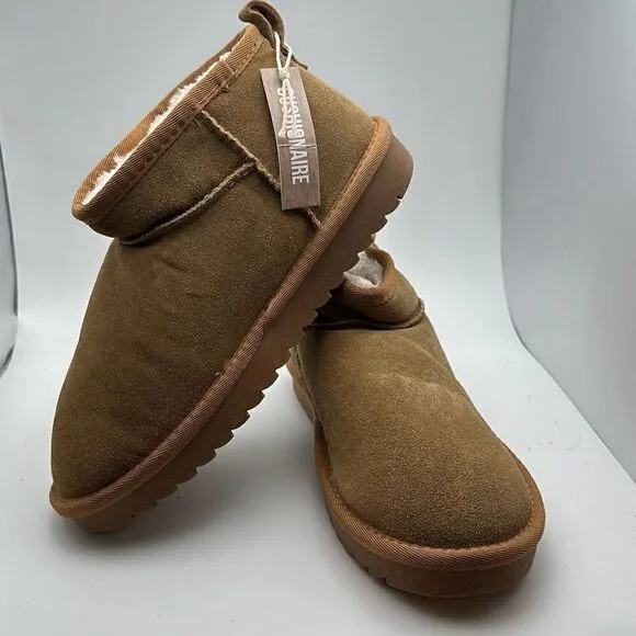 CUSHIONAIRE Women's pull on boot 7 WIDE CHESTNUT