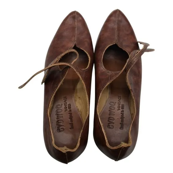CYDWOQ Vintage Shoes Womens 36 Brown Mosaic Leather Academia USA Office Party