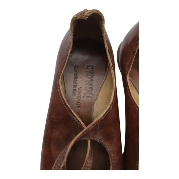 CYDWOQ Vintage Shoes Womens 36 Brown Mosaic Leather Academia USA Office Party