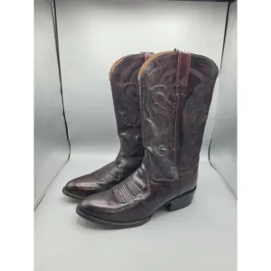 Dan Post Black Cherry Leather Cowboy Western Boots Mens Size 10 R Style DP2112R