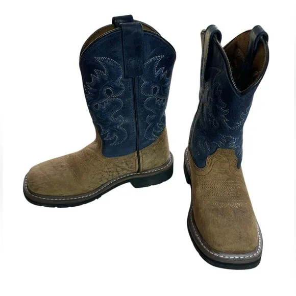 Dan Post Blue and Tan Leather Western Cowboy Boots