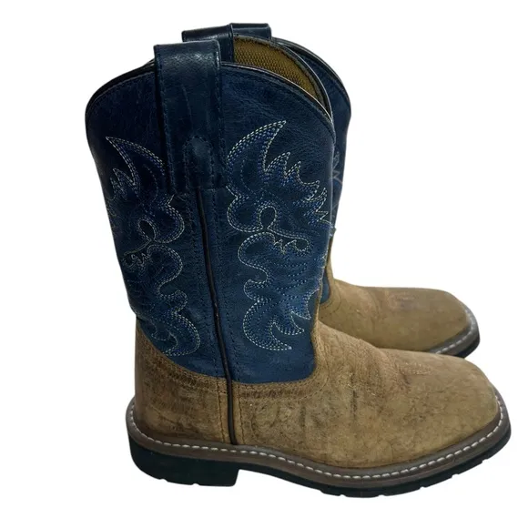 Dan Post Blue and Tan Leather Western Cowboy Boots