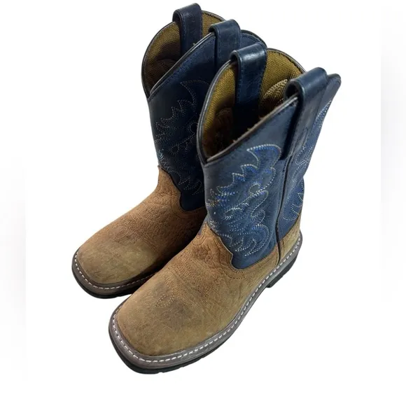 Dan Post Blue and Tan Leather Western Cowboy Boots