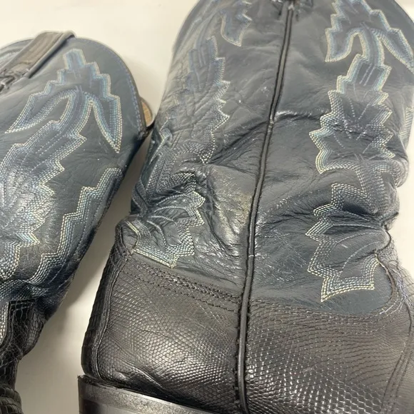Dan Post blue Teju lizard cowboy western roper boots 10.5 D