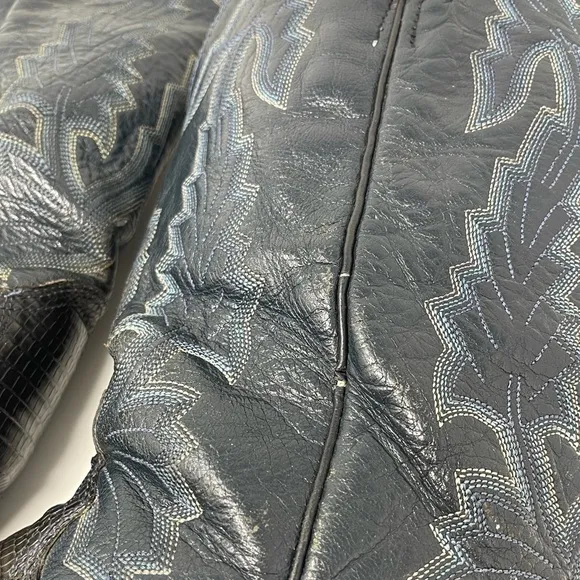 Dan Post blue Teju lizard cowboy western roper boots 10.5 D