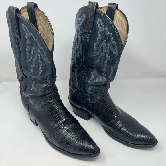 Dan Post blue Teju lizard cowboy western roper boots 10.5 D