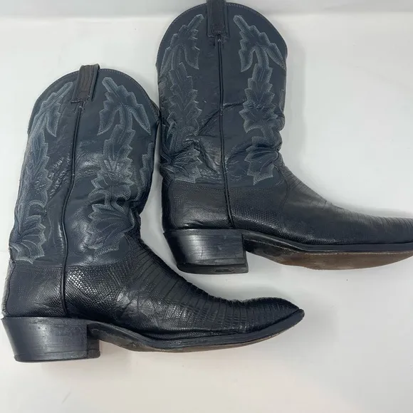 Dan Post blue Teju lizard cowboy western roper boots 10.5 D