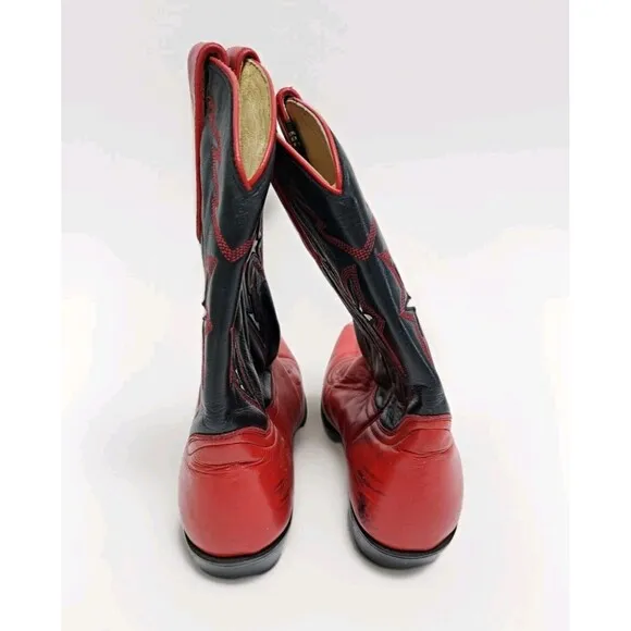 Dan Post Boots Womens 7.5 Red Black Leather Western Cowboy Spain Shoes