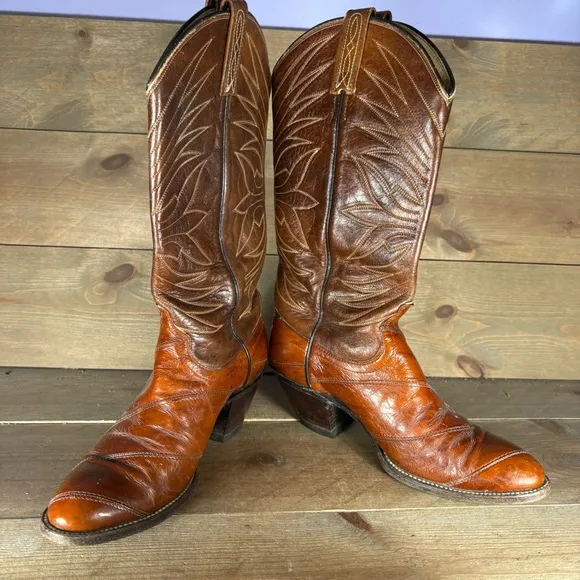 dan post womne size 8 C shoes brown eel skin western cowboy boots