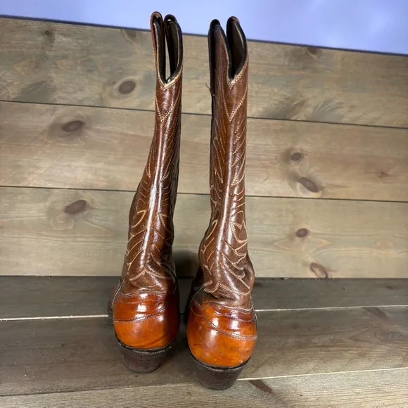 dan post womne size 8 C shoes brown eel skin western cowboy boots