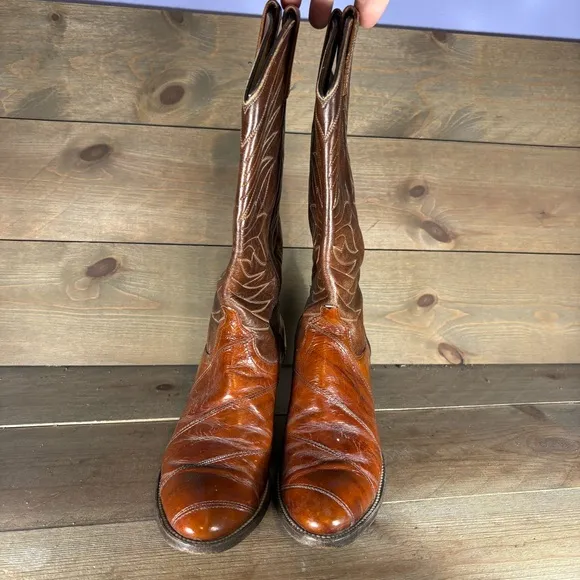 dan post womne size 8 C shoes brown eel skin western cowboy boots
