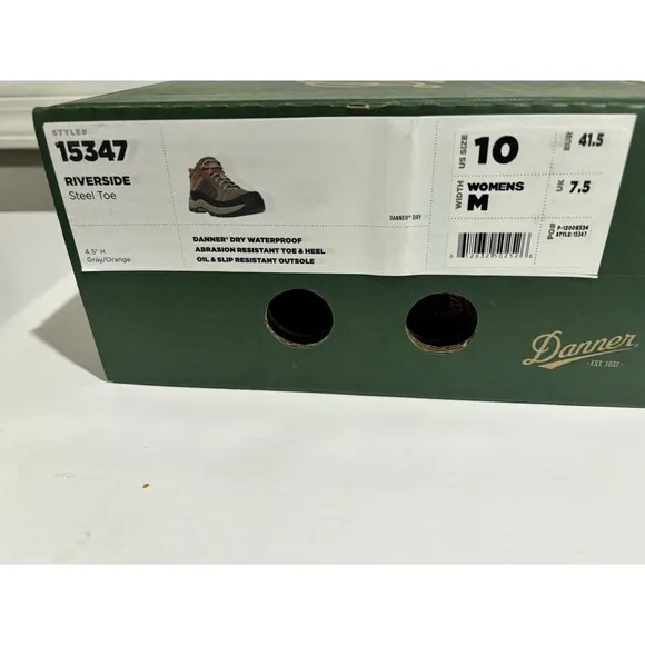 DANNER® RIVERSIDE WOMEN'S 4.5&quot; GRAY/ORANGE ST WORK BOOTS 15347 -Sz 10, Steel Toe