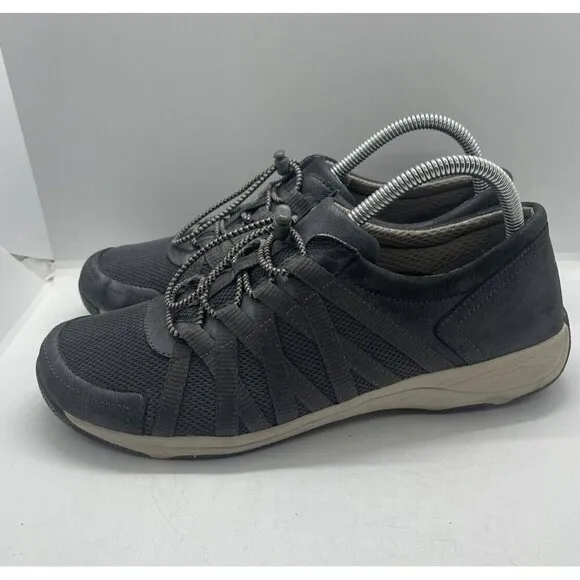 Dansko Henriette Women's Sz 9.5 US Shoes Gray Suede No Tie Laces Comfort Sneaker