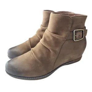 Dansko Women's Leyla US 7.5 / 8 EU 38 Black Leather Ankle Hidden Wedge Boots