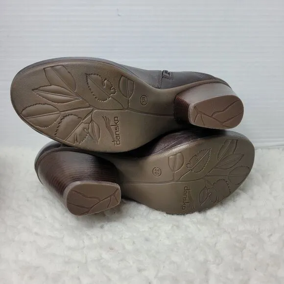 Dansko Miley Women's Bootie Size 7.5 Burnished Calf Brown Boots Shoes
