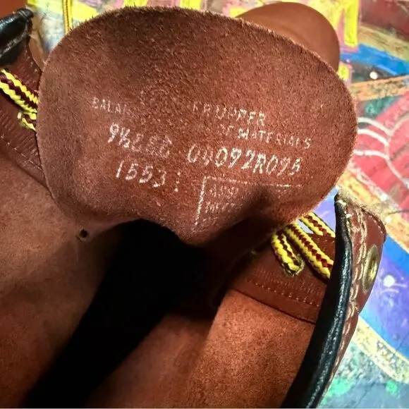 Deadstock 90s Rugged Cord Brown Leather Steel Toe Boots  - Size 9