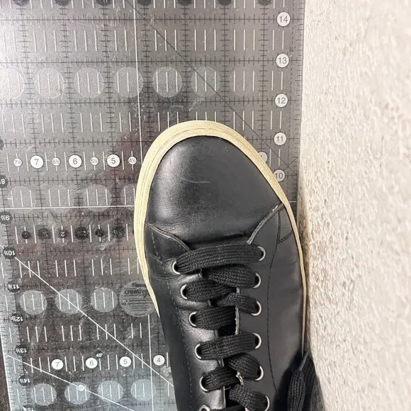 Devan Vincent Men Size10 Black Leather Classic Rubber Sole Lace Up Casual Shoes