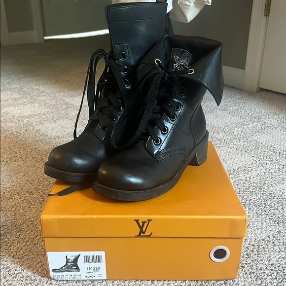 DH GATE LV Black Combat Moto Boots