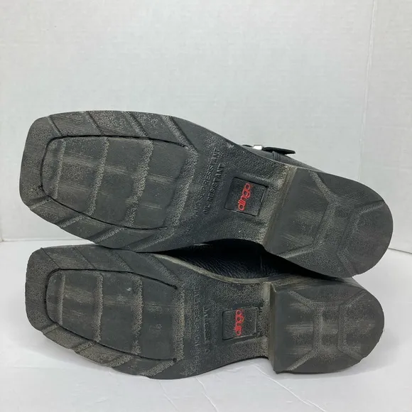 Dingo Men’s Size 8 Motorcycle Boots Side Zipper Black Square Toe