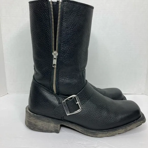 Dingo Men’s Size 8 Motorcycle Boots Side Zipper Black Square Toe