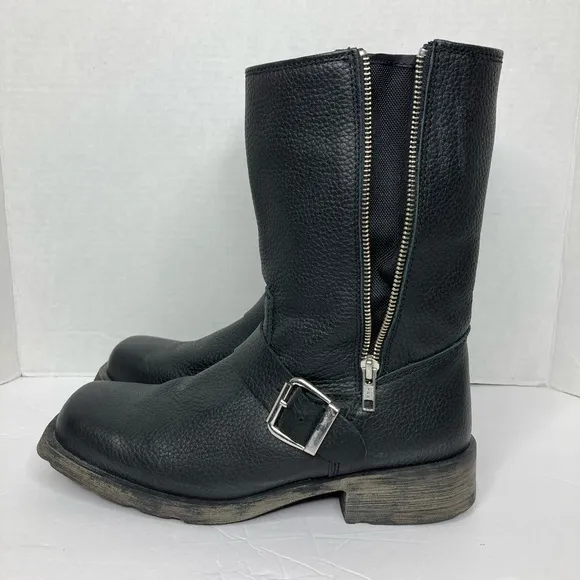 Dingo Men’s Size 8 Motorcycle Boots Side Zipper Black Square Toe